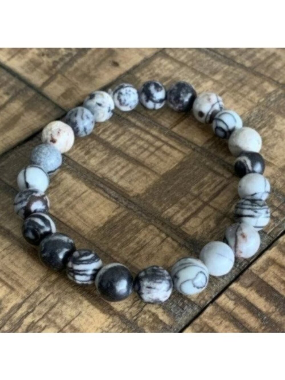 8mm Spiderweb Jasper Bead Stretch Bracelet